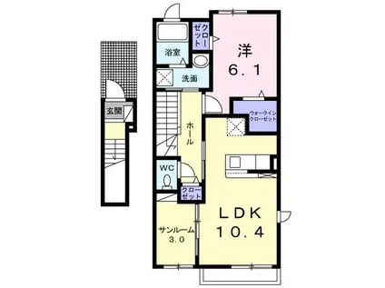 バロンドール(1LDK/2階)の間取り写真