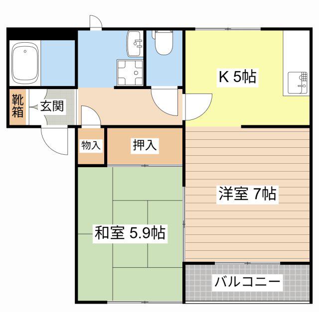 ファミールK1(2K/1階)の間取り写真