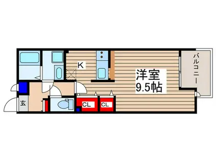 ルミエールガーデン鶴瀬(1K/3階)の間取り写真