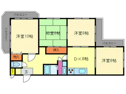 レイジエンス大八木(4DK/5階)の間取り写真