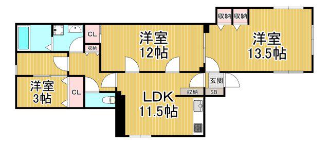 ホルム夙川(2SLDK/1階)の間取り写真