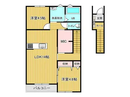 クレストガーデン(2LDK/2階)の間取り写真