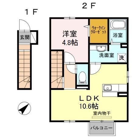 テロワール参番館(1LDK/2階)の間取り写真