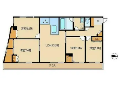 第56シンエイビル(4LDK/1階)の間取り写真
