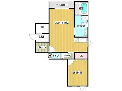 クレセルIII(1LDK/1階)の間取り写真