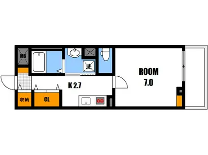 クレストコートI(1K/3階)の間取り写真