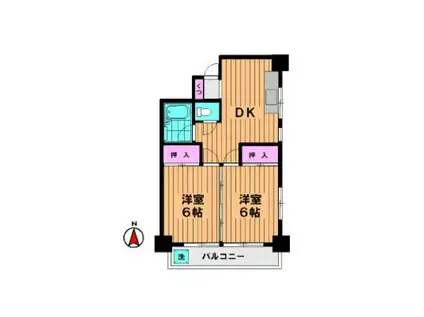 オリエンタルマンション(2DK/2階)の間取り写真