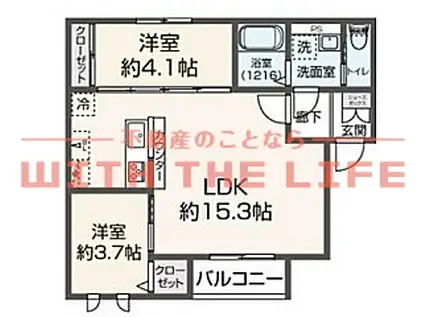 DELICA久留米(2LDK/1階)の間取り写真