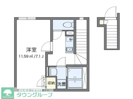 クレイノリアンフチュール山王(1K/2階)の間取り写真