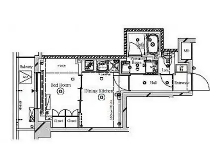 クラスタ越中島(1DK/4階)の間取り写真