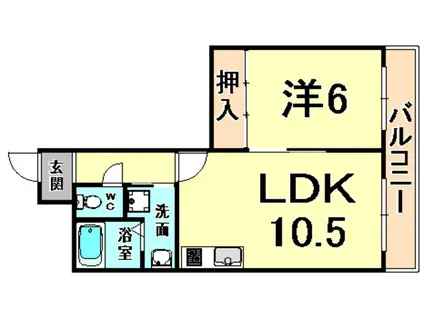 アビタコアⅡ(1LDK/2階)の間取り写真