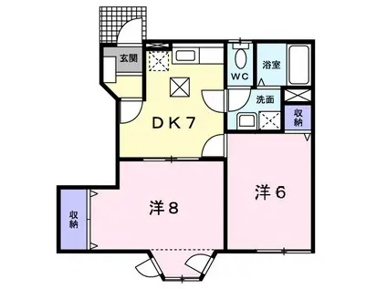 かあさけやき A(2DK/1階)の間取り写真