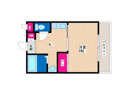 キンキ北ハイツ(1K/3階)の間取り写真