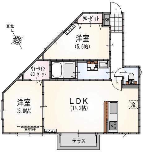 サンライズ登戸Ⅰ(2LDK/1階)の間取り写真