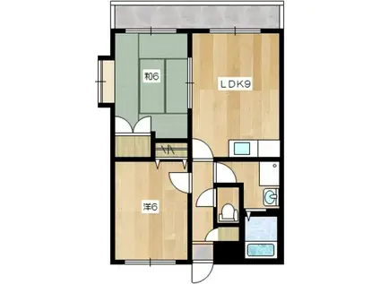 イースクエア大内矢田(2DK/2階)の間取り写真