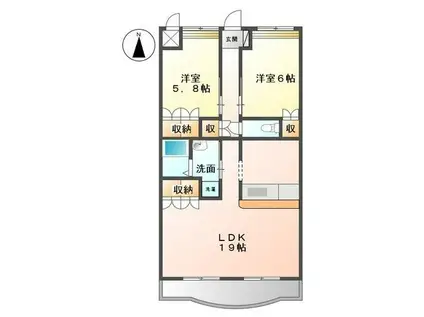 ファミール三条I(2LDK/1階)の間取り写真