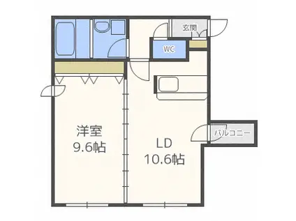 ピュアステージ円山(1LDK/2階)の間取り写真