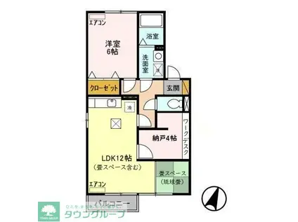 ピュアタウン南逆井C(1SLDK/1階)の間取り写真