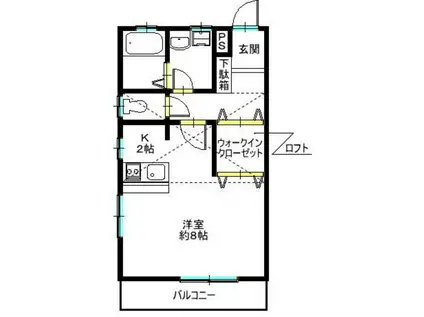 ラウレア(1K/2階)の間取り写真