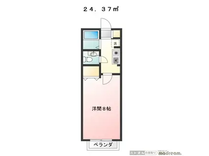 プリムローズB棟(1K/1階)の間取り写真