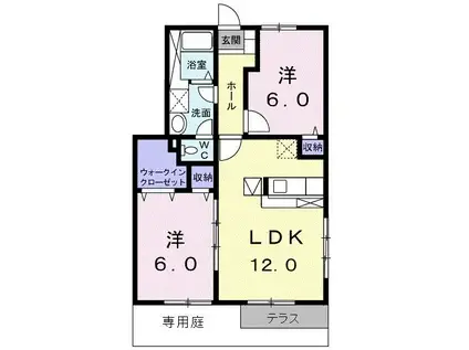 ベル・アルモニーA(2LDK/1階)の間取り写真