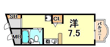 ミスティ∞(ワンルーム/3階)の間取り写真