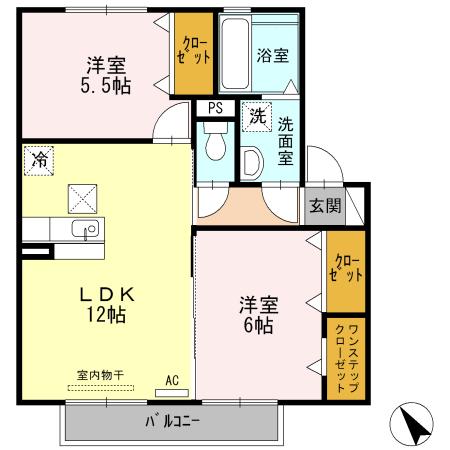 リヴェール(2LDK/1階)の間取り写真