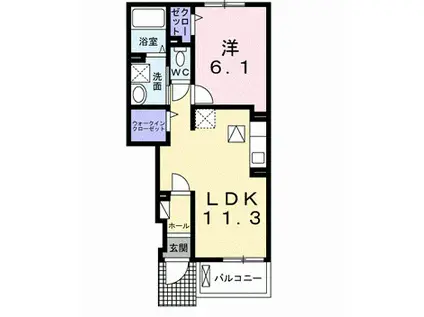 マウントックリリー(1LDK/2階)の間取り写真