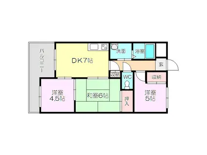 ハッピーハイツ”88(3DK/2階)の間取り写真