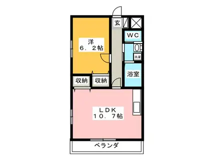 コート津新町(1LDK/6階)の間取り写真