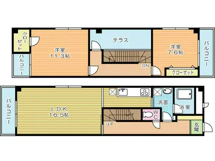 COURTMODELIA(2LDK/2階)の間取り写真