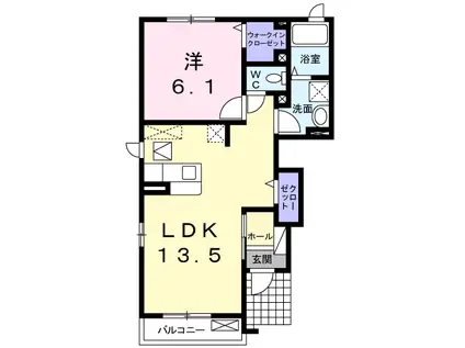 ジェルメSAKAIウエスト(1LDK/1階)の間取り写真