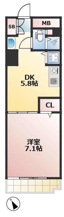 SOCIETY SAKURA-SHIMMACHI(1DK/3階)の間取り写真