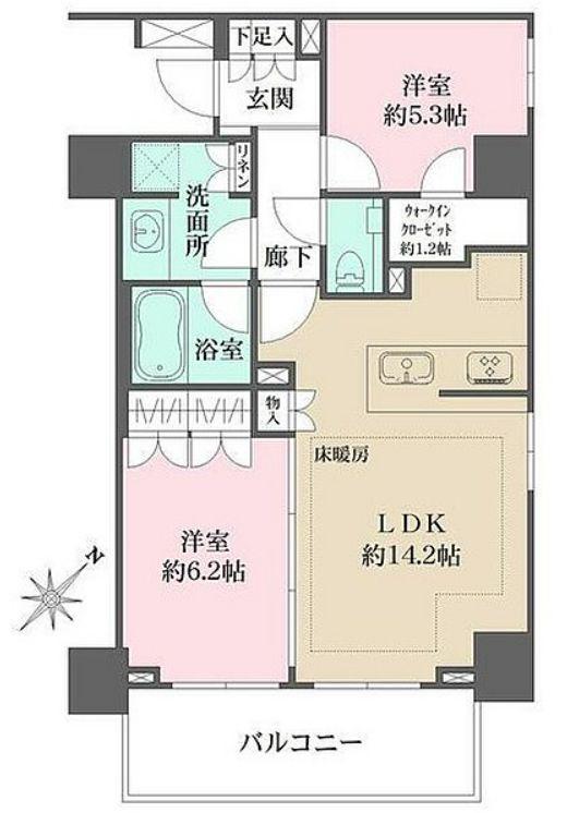 ザ・パークハウスアーバンス東五反田(2LDK/3階)の間取り写真
