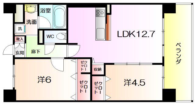 アトリエール堺寺地町(2LDK/3階)の間取り写真