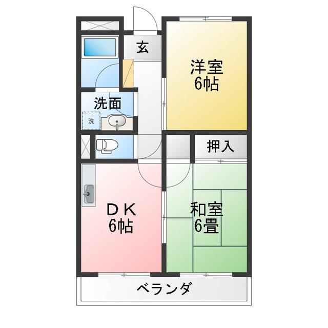 リンピアベルテ(2DK/2階)の間取り写真
