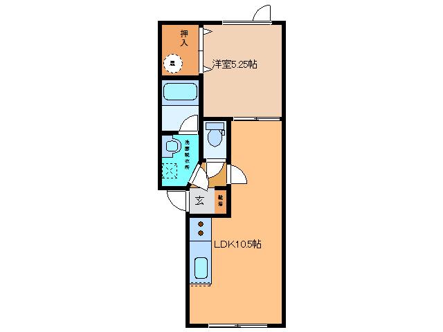 エミール壱番館(1LDK/1階)の間取り写真