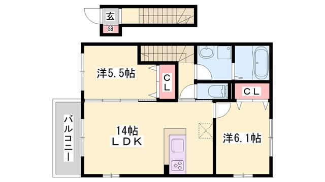 グレイス C棟(2LDK/2階)の間取り写真