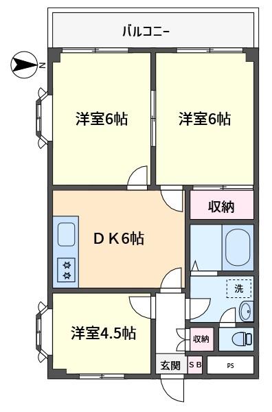 伊沢コーポ(3DK/2階)の間取り写真