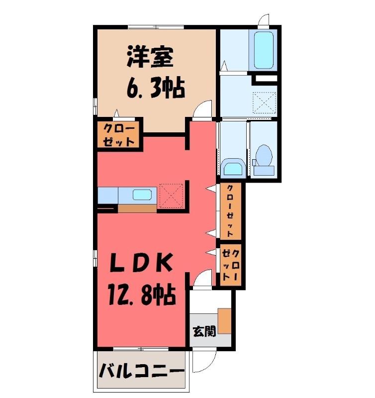 グレイスコートA(1LDK/1階)の間取り写真