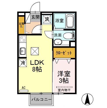 メゾンソニア(1LDK/1階)の間取り写真