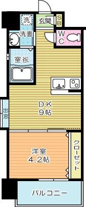 ラフィーネ葛原レスト(1DK/12階)の間取り写真