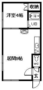 ハンドレッドヴィレッジG(1LDK/1階)の間取り写真