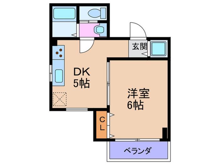 S・Kフラット(1DK/4階)の間取り写真