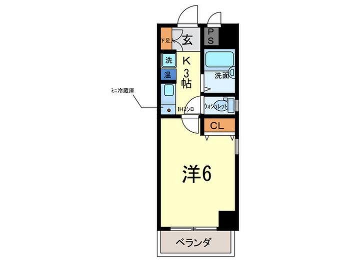 パルメーラ甲子園口(1K/4階)の間取り写真