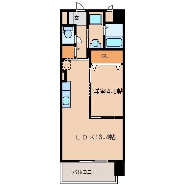 OSANPO上津(1LDK/3階)の間取り写真