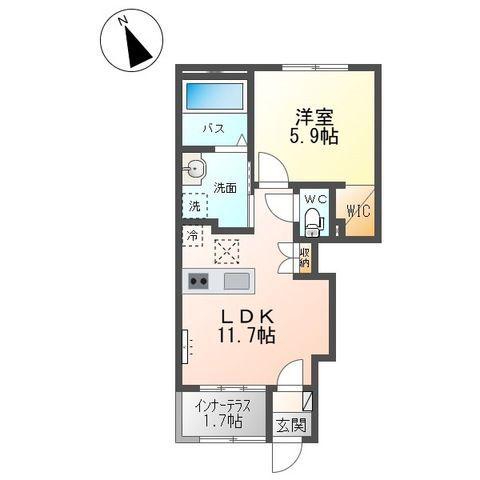 アルカンシエルI(1LDK/1階)の間取り写真