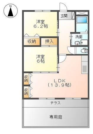 アールグレイ(2LDK/1階)の間取り写真