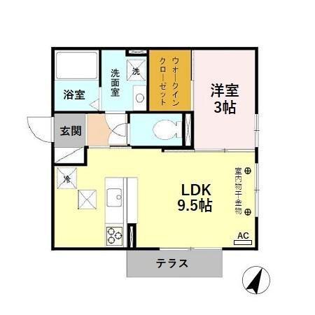 クレール・ド・リュンヌ(1LDK/1階)の間取り写真