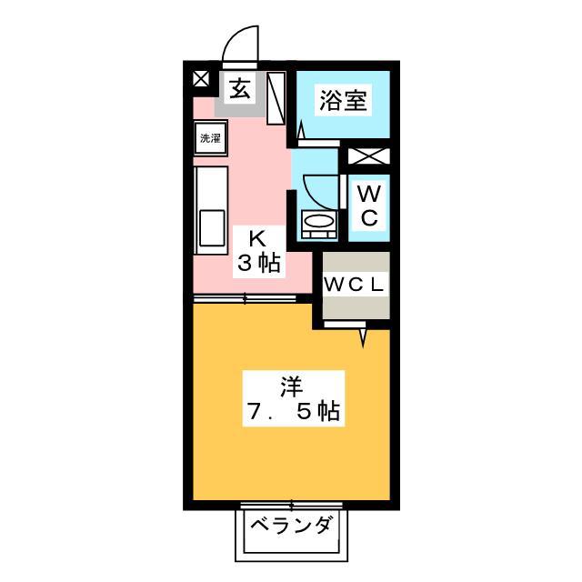 ルネ城東(1K/2階)の間取り写真